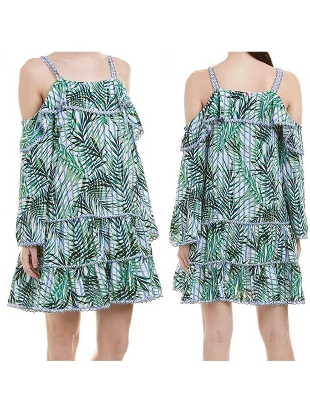 Red Carter Palm Party Swim Cover Mini Dress Tropical Hawaiian Aloha Vacation
